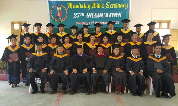 Graduation of 27 from Mandalay Bible Seminary, Mandalay, Myanmar, under Rev. James Biak Lian, 11 Feb. 2018.